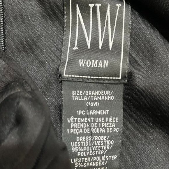 NW Woman Black Sleeveless Long Jersey Illusion V-Neck Formal Gown 18W - Picture 8 of 12